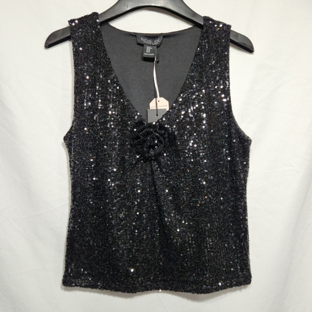 Rachel Zoe  Women's Silver Sequin Tank Top Size‎ Medium Holiday Evening